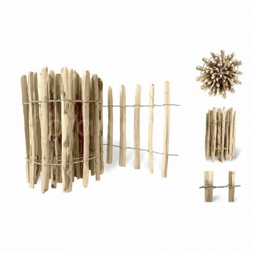 Floranica Staketenzaun Haselnuss Gartenzaun | 5 m | Höhe 90 cm | Lattenabstand 12-14 cm
