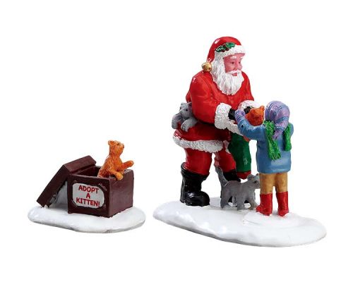 LEMAX Santa And Kittens | Set Of 2