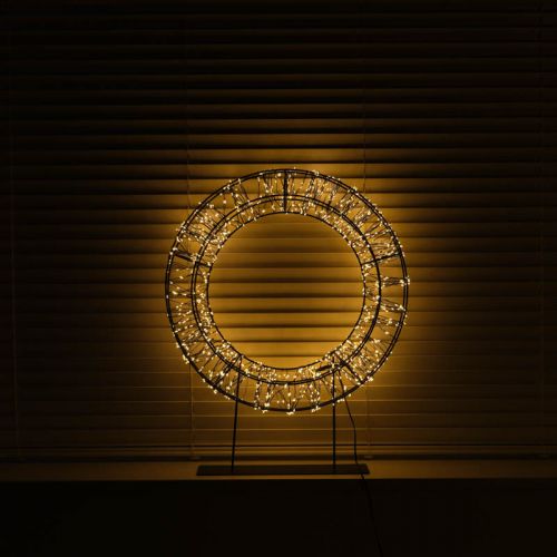 Kranz Schwarz auf Sockel | 28x6 cm | 800 LEDs | Warmweiß | Anna's Collection