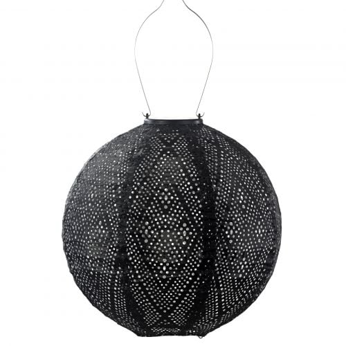 LUMIZ Solar-Lampion Rund | Ikat | Schwarz | Ø30 cm