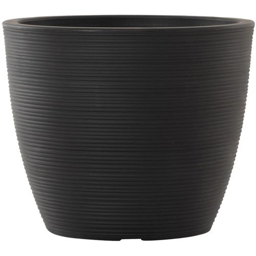 Pflanzgefäß Eco Sevilla, rund, Ø 58x49 cm, aus recyceltem Kunststoff Rillenoptik in schwarz