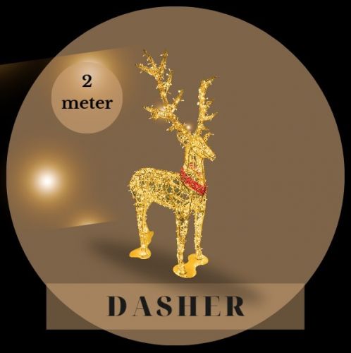 Rentier Dasher Weihnachtsfigur | Gold | 200 cm