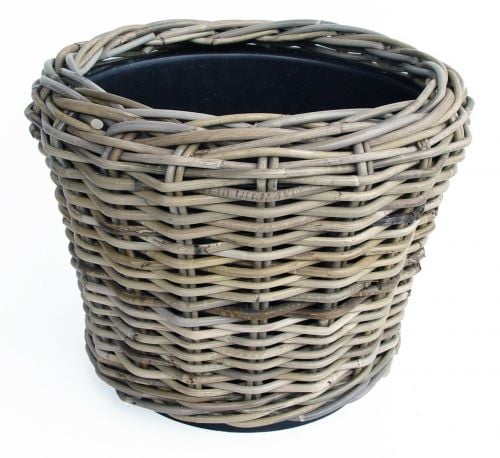 Drypot Rattan Grau Ø 19 | Höhe 19 cm,breiteste Stelle 26 cm