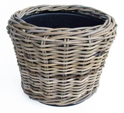 Drypot Rattan Grau Ø 26 | Höhe 23 cm,breiteste Stelle 30 cm