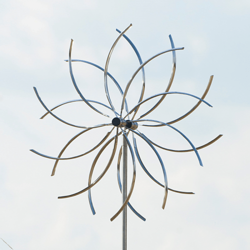 Medium Mirror | Windspiel Power Flower mit Bodenstab | Edelstahl | Ø55 cm