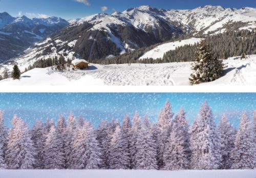 My Village | Hintergrund Doppelseitig Wintersport-Wald | 98x33cm