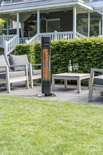 Eurom Heat and Beat Tower - Stehende Terrassenheizung mit Musik und LED | 2200 Watt | 34x34x113 cm