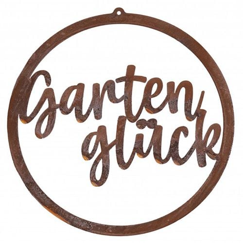 Badeko | Schild -Gartenglück- zum Hängen | Cortenstahl | Ø30 cm