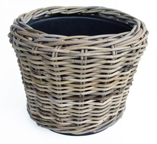 Drypot Rattan Grau Ø 35 | Höhe 33 cm,breiteste Stelle 42 cm