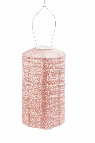 LUMIZ Solar-Lampion Zylinder | Paisley | Rosa | D 18 H 33 cm