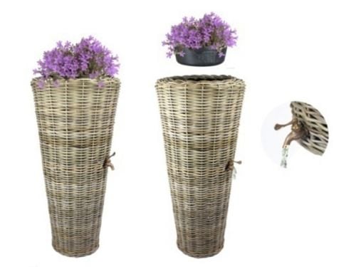 Regentonne Rattan | Grau | 49x30x107 cm | 50 L