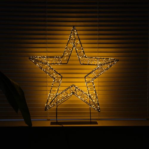 3D Stern Metall Schwarz mit Basis | 56x5 cm | 1200 LEDs | Warmweiß | Anna's Collection