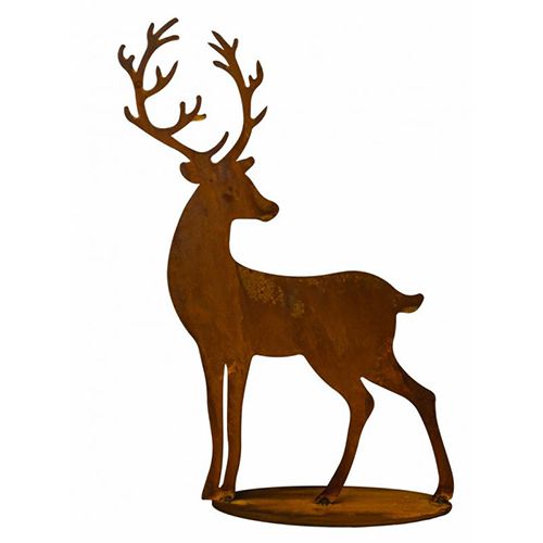 Badeko | Gartenstatue Hirsch Leon | Cortenstahl | 50x36 cm