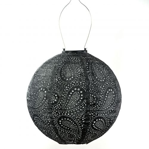 LUMIZ Solar-Lampion Rund | Paisley | Grau | Ø30 cm