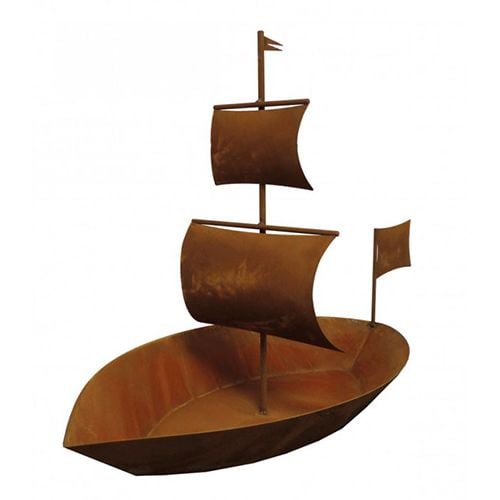 Badeko | Gartenstatue Schiff zum Bepflanzen | Cortenstahl | 63x88x43 cm