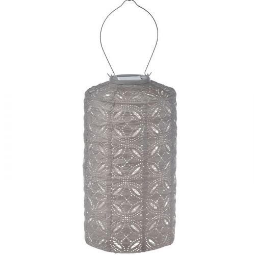 LUMIZ Solar-Lampion Zylinder | Mandela | Helltaupe | D 18 H 33 cm