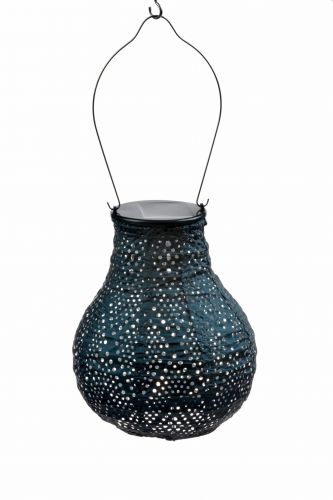 LUMIZ Solar-Lampion Birne | Ikat | Petrol | D 16 H 20 cm