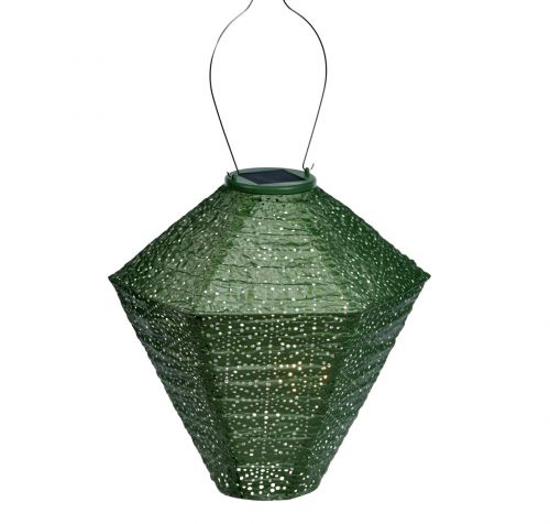 LUMIZ Solar-Lampion Diamant | Sashiko | Hellgrün | Ø28 cm