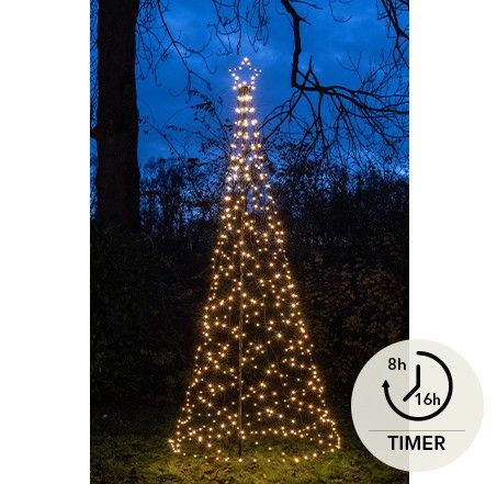 Weihnachtsbaum für Draußen mit Stern | Warmweiß | Inkl. Mast | in 3 Varianten