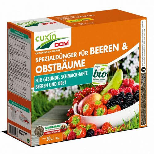 CUXIN DCM | Spezialdünger für Beeren & Obstbäume | 3 kg für ca. 30m²